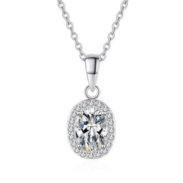 Imagem de Colar de moissanita de 1 quilate com pingente de prata esterlina S925 banhado a ouro branco simples ovo de pomba D cor moissanite para presente, médio, prata, moissanita, médio, prata, moissanita,