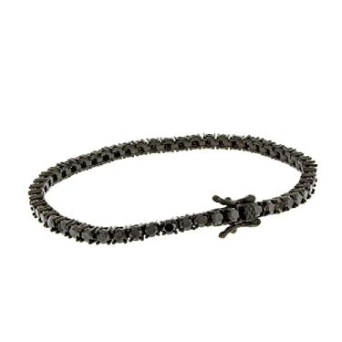 Imagem de Bling Bling NY Colar unissex de 1 fileira de tênis, acabamento preto, diamantes criados em laboratório, 3 mm, corrente de tênis skinny 40,6-61 cm, pulseira 16,5-21,6 cm, Latão, Zircônia cúbica