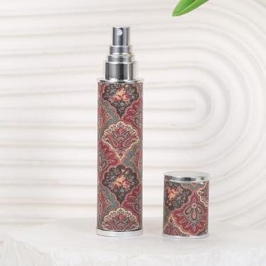 Imagem de Frasco de perfume de viagem de 10 ml, mini atomizador de couro recarregável com estampa floral, frasco de spray de névoa fina portátil para mulheres, pulverizador de fragrância à prova de vazamento
