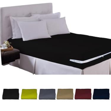 Imagem de Capa de Colchão Solteiro com Zíper Tecido Malha Arte Cazza (Preto, Queen)