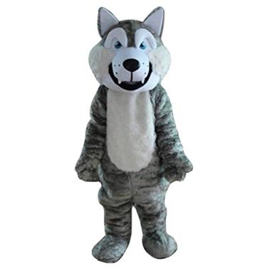 Imagem de Huiyankej Fantasia de lobo mascote para adultos, fantasia de lobo, vestido extravagante de Halloween