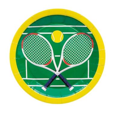 Imagem de Pratos de jantar descartáveis redondos para festa de tênis de 24 cm - 8 unidades