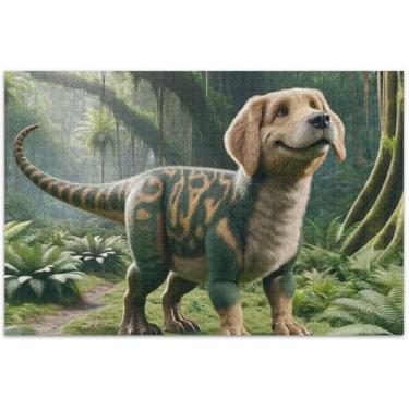 Imagem de Quebra-cabeça engraçado cachorro dinossauro 500 peças família adulto elefante branco presentes duros desenhos animados animal