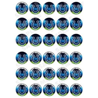 Imagem de 30 x Edible Cupcake Toppers – Indianapolis Football Team Themed Collection of Edible Cake Decorations | Uncut Edible on Wafer Sheet