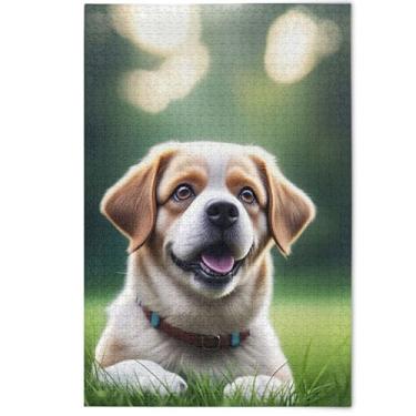 Imagem de Quebra-cabeça de cachorro fofo animal vívido adultos 500 peças, quebra-cabeças criativos divertidos e bobos presentes, arte de decoração de casa, 500 peças, 52 x 37,8 cm