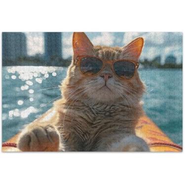 Imagem de Quebra-cabeça engraçado gato legal 500 peças adultos brinquedo adulto engraçado paisagem floral, 51 x 35 centímetros