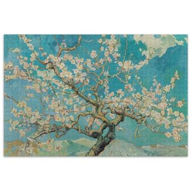 Imagem de Quebra-cabeça de amendoeira florida 500 peças para adultos quebra-cabeças engraçados Prime brinquedos familiares arte