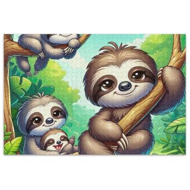 Imagem de Quebra-cabeças de preguiças com desenhos de animais fofos, 1000 peças para adultos, quebra-cabeça de arte, quebra-cabeças coloridos, presentes tecnológicos de jogos