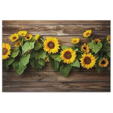 Imagem de Girassóis Rústicas Tábuas de Madeira com Quebra-Cabeças 500 Peças Adultos Família Brinquedo Arte Difícil Puzzles Elefantes Brancos Presentes para Adultos