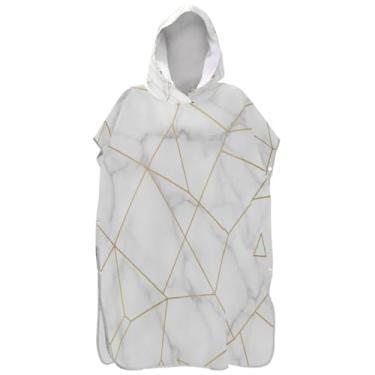 Imagem de Joisal Roupão para troca de poncho de surfe de secagem rápida para adultos, toalha de banho com capuz, ponchos de praia de mármore em ouro branco para homens