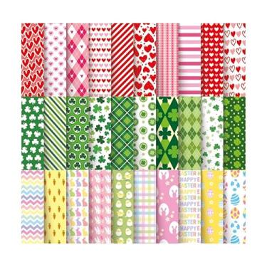 Imagem de JarThenaAMCS 60 peças de tecido quadrado de algodão para Dia dos Namorados Dia de São Patrício Tecido de Algodão Pequenos Corações Coelhinho Trevo Tecidos de Costura para Decoração de Artesanato de