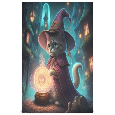 Imagem de Joisal Cute Cat Wizard Night Conjunto de toalha de prato de cozinha brilhante decorativo bonito chá toalhas de mão lavar pratos absorventes de banheiro 45 x 71 cm, 1 pacote