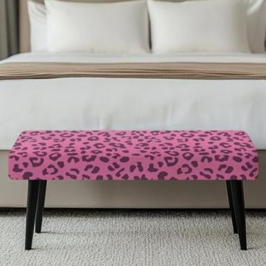 Imagem de BYOXPUVI Capa para cadeira de banco com estampa de guepardo, protetor de assento lavável removível, durável e antiderrapante para quarto, cozinha (107 a 132 cm), rosa