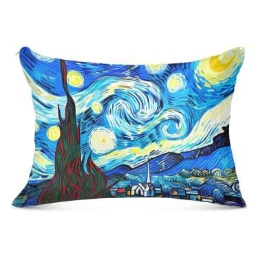 Imagem de Fronhas decorativas azuis estreladas de desenho animado flanela padrão king queen size fronha para travesseiro para cama de casa sofá, tamanho padrão, 50,8 cm x 66 cm