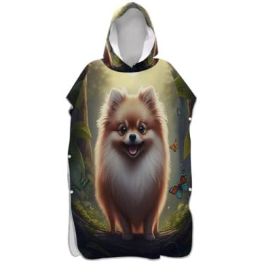 Imagem de Joisal Roupão de mudança de poncho de surfe fofo de cachorro de desenho animado para Adul absorvente masculino e feminino com capuz toalha de praia com capuz floral