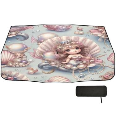 Imagem de Guarda-sol Sereia Pearl Shell SUV para proteção de isolamento térmico de para-brisa guarda-chuva automático de carro 147.3 cm x 75.4 cm sombra para janela de carro