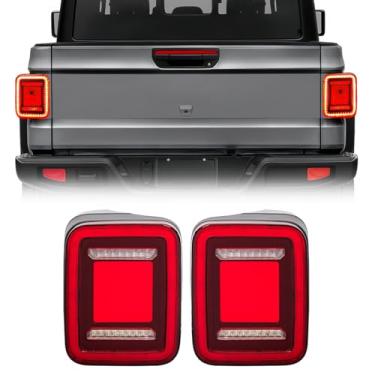 Imagem de EOMD Luz traseira de túnel de lente vermelha LED compatível com Jeep Gladiator JT 2020-2026 (serve apenas para JT com luzes traseiras de halogêneo padrão, não inclui sensor de ponto cego)