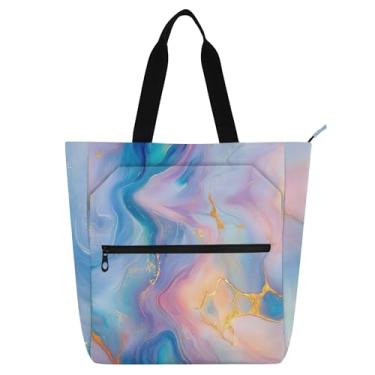 Imagem de GAIGEO Bolsas femininas psicodélicas modernas de mármore para trabalho, lona, faculdade, escola, presente, para professores, bolsas para amantes de livros