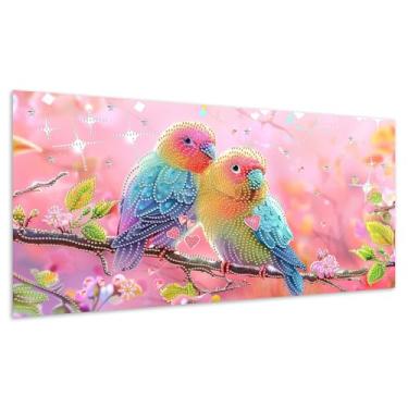 Imagem de Diymood Kits de arte de diamante grande de forma especial DIY para adultos pássaros, kits de pintura de diamante 5D animal broca completa tela redonda bordado mosaico iniciante casa decoração de