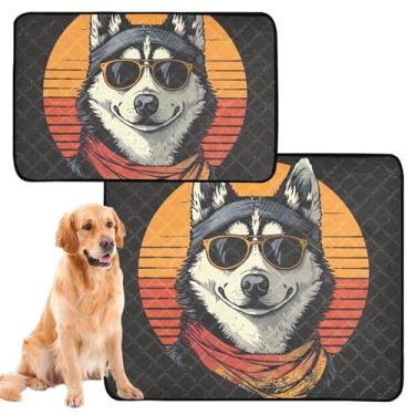 Imagem de TSENQUE Almofadas laváveis para cães Husky siberiano para animais de estimação, almofada pequena para animais de estimação, gatos, absorventes para cães de estimação, tapete de treinamento de cachorro