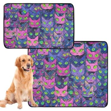 Imagem de TSENQUE Almofadas laváveis para xixi para animais de estimação, à prova d'água, tapete para cercadinho de cachorro fofo rosa azul fofo para gatos, almofadas absorventes para filhotes, pequeno x pacote