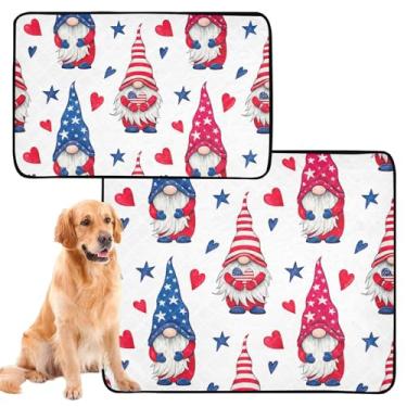 Imagem de TSENQUE Almofadas de xixi laváveis para cães, à prova d'água, tapete de cercadinho para cães, gnomos, desenho vermelho americano, reutilizável para animais de estimação, almofadas absorventes para