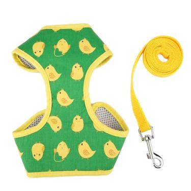 Imagem de Peitoral ajustável de malha fofa com design de colete confortável e coleira para cães pequenos, furões, coelhos, porquinhos-da-índia e chinchilas, caminhadas ao ar livre, P