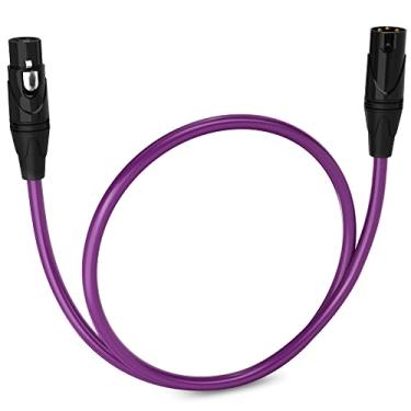 Imagem de LyxPro Cabo de microfone XLR de 4 metros equilibrado macho para fêmea cabo de microfone de 3 pinos para alto-falantes alimentados, interface de áudio, dispositivos profissionais de desempenho de áudio e gravação – roxo