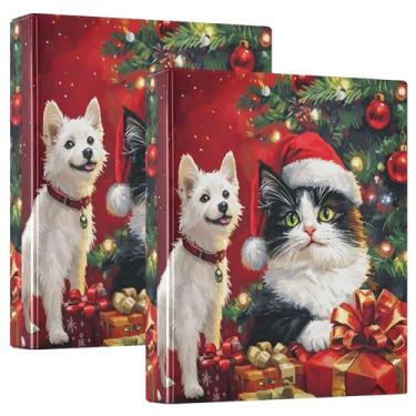 Imagem de Fichários de 3 anéis de 3 anéis vermelhos para gatos e cães com 200 folhas, fichário de escritório, 31,5 x 27 x 6 cm, pacote com 2