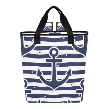 Imagem de Joitme Nautical Anchors Mochila térmica azul-marinho com 36 latas à prova d'água para praia, mochila térmica macia para viagens