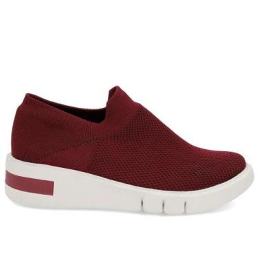 Imagem de Tênis Casual Tricot Ergonômico Calce Fácil Vermelho Am01004 - Usaflex,