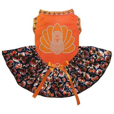 Imagem de Petitebella Vestido de cachorro de peru com strass (laranja/perus bebê, grande)