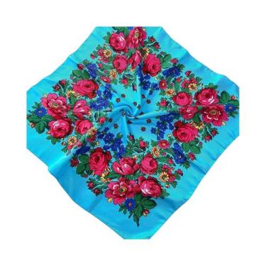 Imagem de Lenço Quadrado De Seda E Algodão Duplo De 70cm Para Mulheres, Confortá