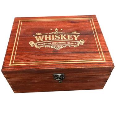 Imagem de VANGONA Copo de madeira Bourbon carbonizado, copos de uísque para presente do pai, presente de copo de bourbon para papai, presentes de bourbon para homens, pais, presentes de uísque artesanais, taça