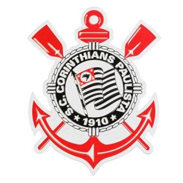Imagem de Mileno Placa Decorativa Metal Formato Escudo Corinthians, Prata, 20x15,5cm, Tema Futebol, Estilo Vintage, Montagem Parede