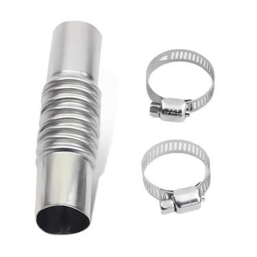 Imagem de Zikefest Kit de conector de tubo de escape de carro, tubo de escape de aquecedor diesel de aço inoxidável, conector de tubos de escape de 13 cm x 2,7 cm com 2 braçadeiras, conectores de tubo de