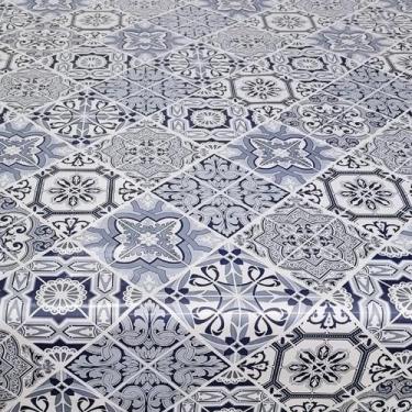 Imagem de Toalha Mesa Térmica Impermeável Pvc Azulejo Azul  0,70X1,00 - Idealiza