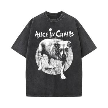 Imagem de Camiseta Vintage Masculina Da Banda De Rock Alice in Chains Y2K Lavada