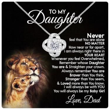 Imagem de Larvincy Colar To My Daughter From Dad With Heartfelt Message & Elegant Box - Dia dos Namorados, Presentes de Dia das Mães para Filha do Pai, Presente de Joia do Papai no Aniversário, Formatura e Mais