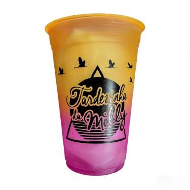 Imagem de Kit 100 Copos 300ml Bicolor Plástico Reutilizável para Festas, Eventos, Casamentos, Adegas e Decoração de Mesa