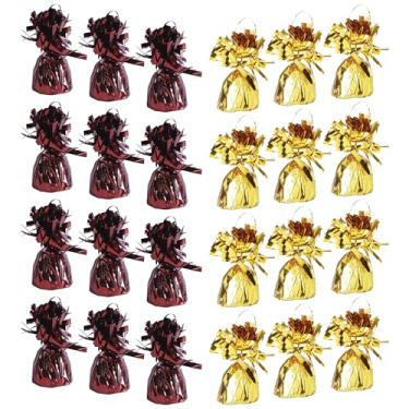 Imagem de Beistle Pesos de balão metálicos – Pacote com 24 suportes de balão embrulhados em folha marrom e dourada, âncoras ponderadas elegantes para balões, casamentos, aniversários, feriados e centros de mesa