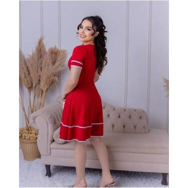 Imagem de Vestido Moda Evangélica Mulher Virtuosa Vermelho Casamento Madrinha Fe