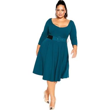 Imagem de CITY CHIC Vestido feminino Citychic Plus Size Super Sweet ES, Azul-petróleo, 46