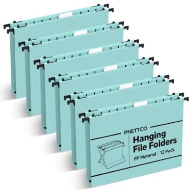 Imagem de Pasta de arquivo de plástico com capacidade extra, pacote com 12 pastas suspensas reforçadas, tamanho carta, pastas de armário de expansão de 2,5 cm, para arquivos em massa, gráficos médicos, azul