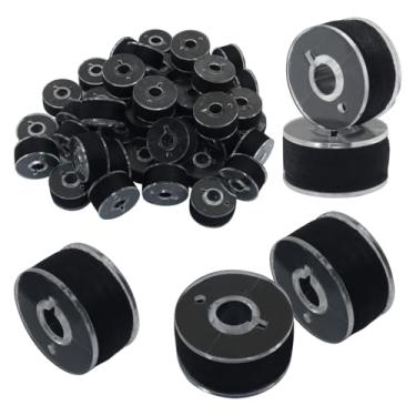 Imagem de Kemcatui 90 fios de bobina pré-enrolados, linha de bordado preta para máquinas de costura doméstica, aplicável à maioria das marcas