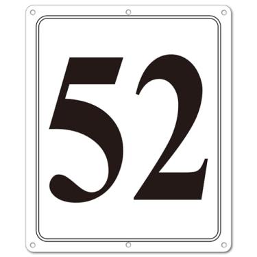 Imagem de i-CowFun Placa numerada de metal premium ao ar livre, refletiva de 30,5 x 25,4 cm placas numeradas de alumínio grande 52 para estacionamento, quadra de tênis, campo, armazém, corredor, edifício, doca