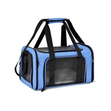 Imagem de Bolsa de Transporte para Cães e Gatos Tipo Mochila – Mala de Viagem Confortável para Pets Pequenos e Médios Aprovada para Avião(Azul)