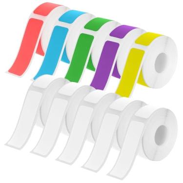 Imagem de 10 rolos de fitas de etiquetas coloridas, 1600 peças de adesivos laminados de 12 x 40 mm, substituição de papel de etiquetagem compatível com impressora térmica portátil D30, etiquetas autoadesivas
