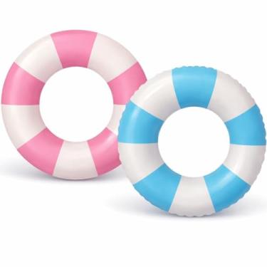 Imagem de Boia Circular Inflável Infantil para Piscina e Praia Rosa ou Azul 60 cm A partir de 3 anos PVC Durável (AZUL)