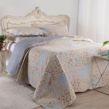 Imagem de Kit Cobre Leito Colcha Mix King Estampado Dupla Face Floral 3 Peças - Beth